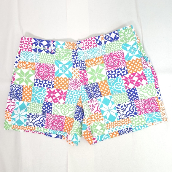 Polo Ralph Lauren Patchwork Print Colorful Patterned Golf Women's Shorts Size 12 - Picture 1 of 10